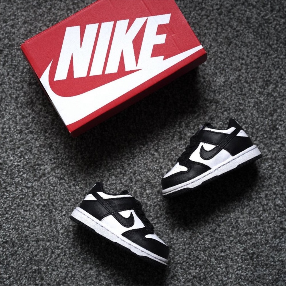 Nike Dunk Low Retro Kids' Toddler White Black Panda Casual Sneakers 4C